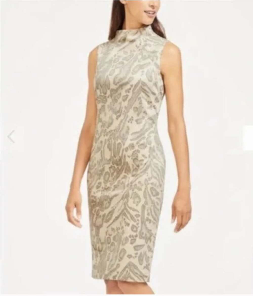 J. MCLAUGHLIN Liz Suede Jaguar Print Sheath Dress // S